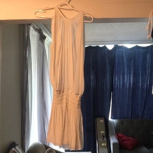 White cinched waist mini dress